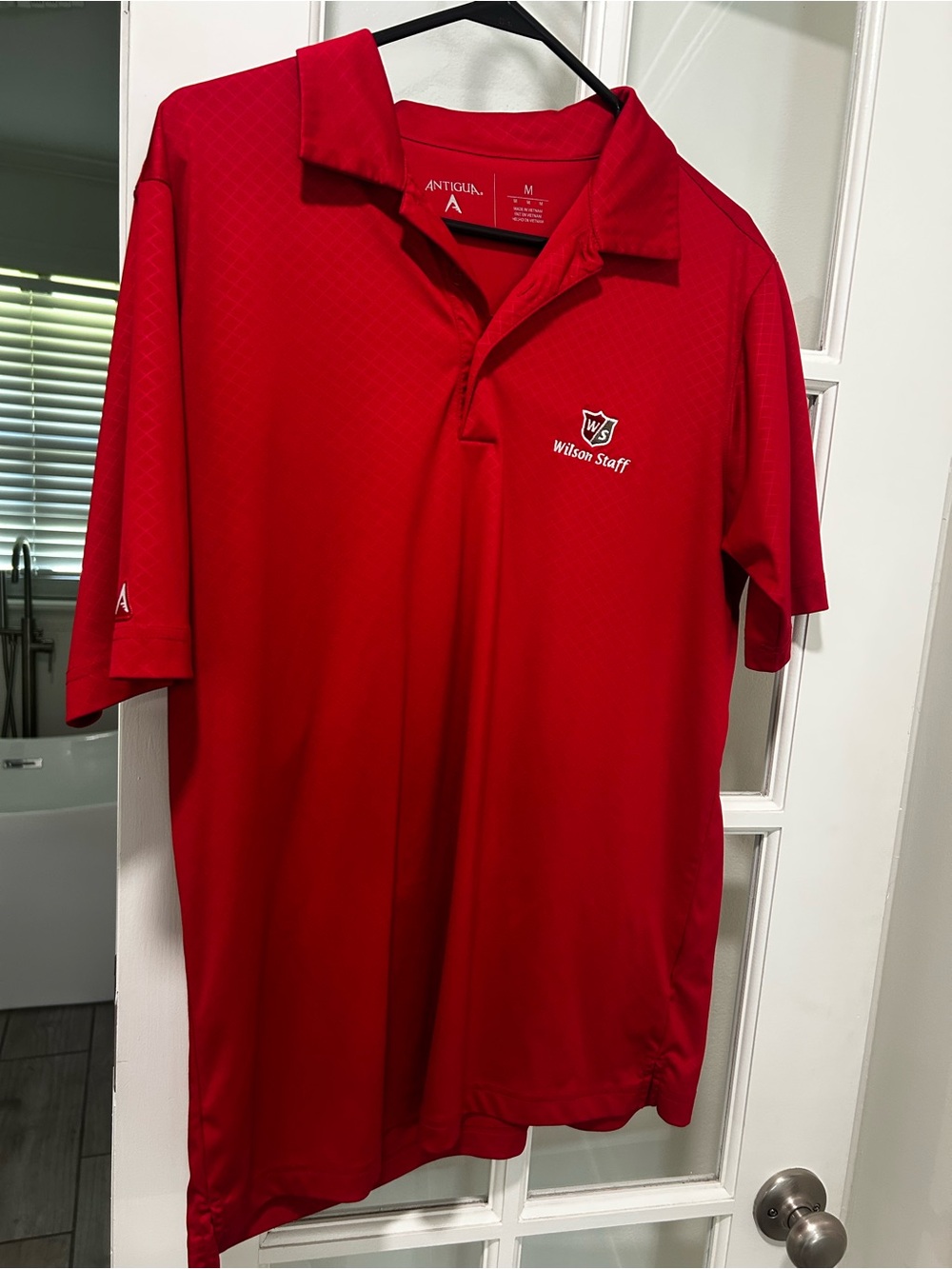 Antigua Red Wilson Staff Red Polo Golf Shirt